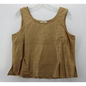 VINTAGE Sandy Starkman Top Medium Silk Dupioni Tank Blouse Crop 90s